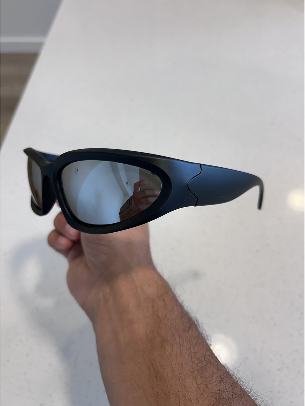 Black Wrap Sunglasses with Mirrored Lenses